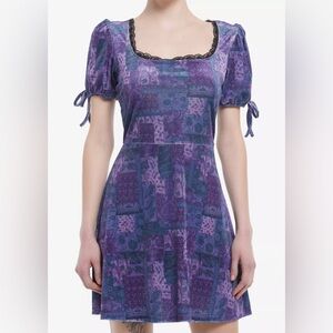 Hot Topic Daisy Street Purple & Blue Velvet Dress Extra Small
